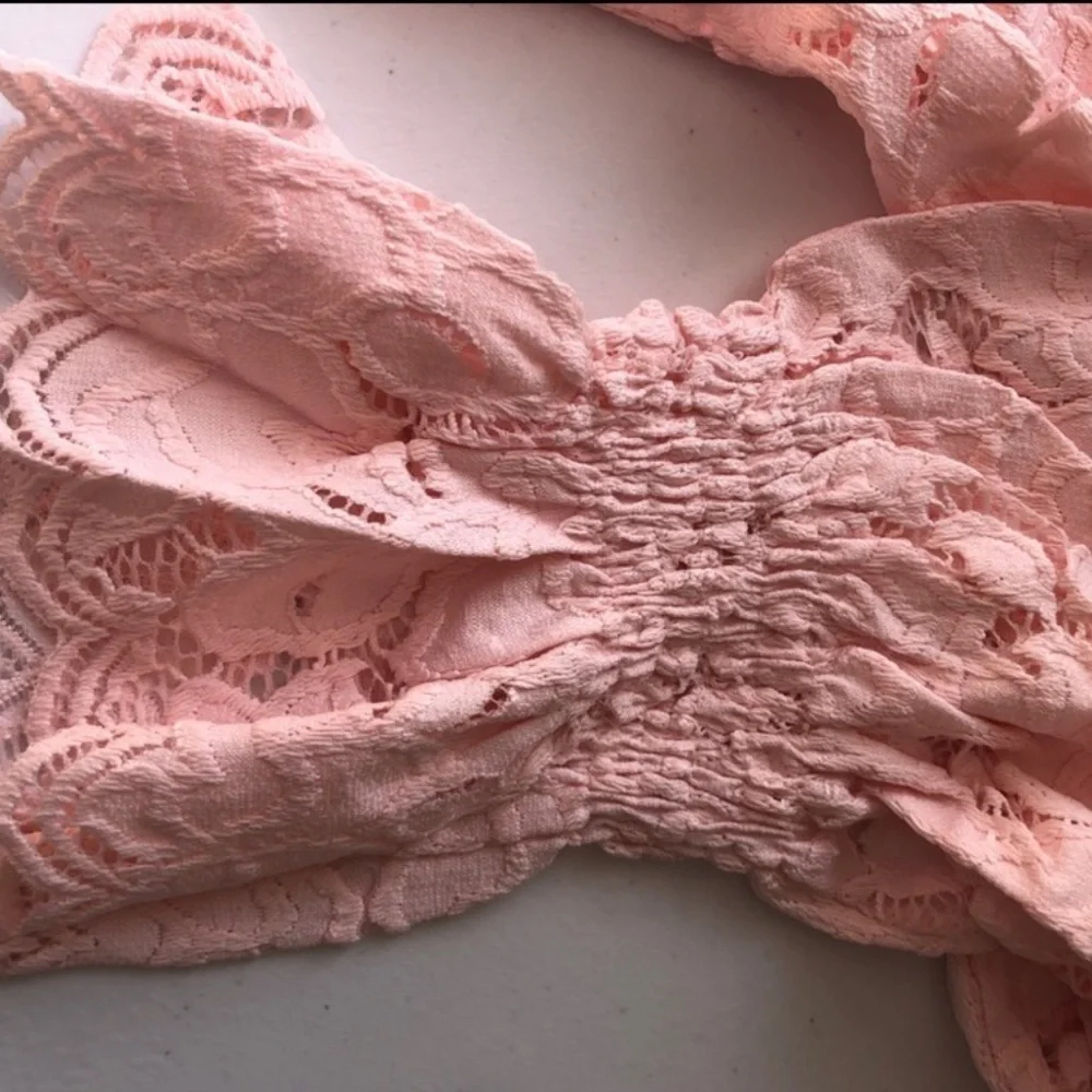 NWT Free People Olivia Lace Top blouse Edwardian sleeves Shirt XS powder pink